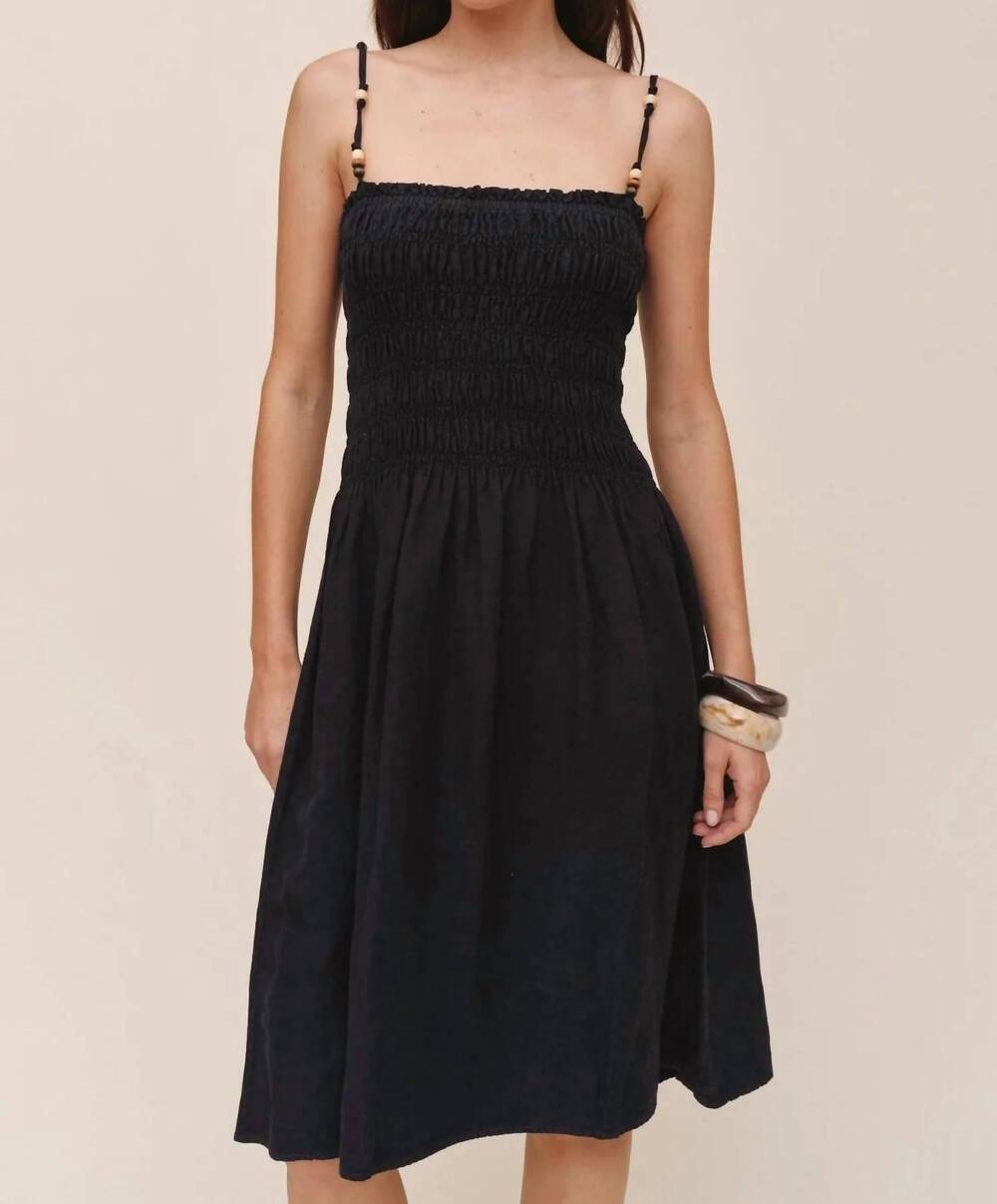 NEW BELLA DAHL smocked dress with beaded straps in black